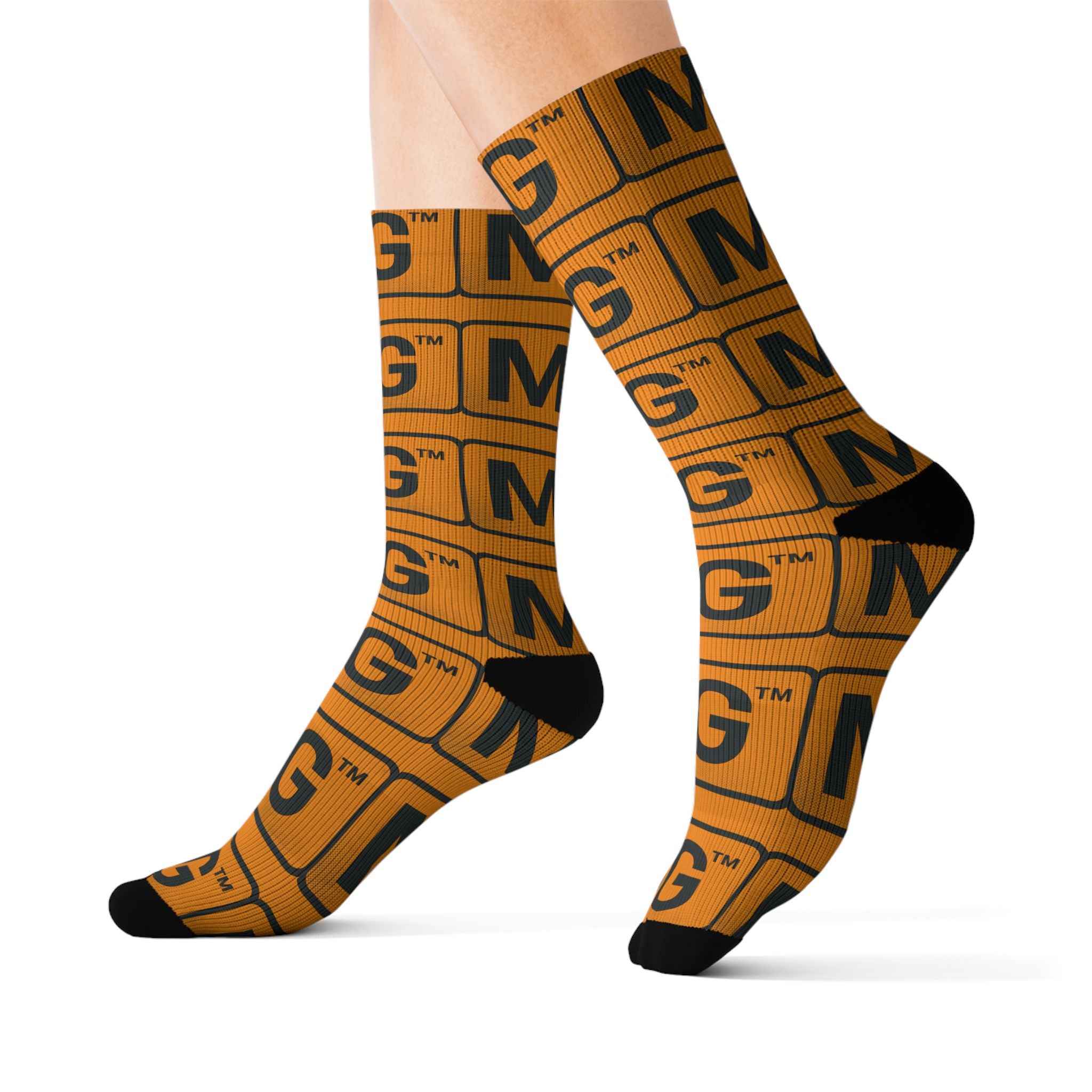 MILLENNIAL-GENERATIONS™ Logo Pattern Sublimation Orange Socks
