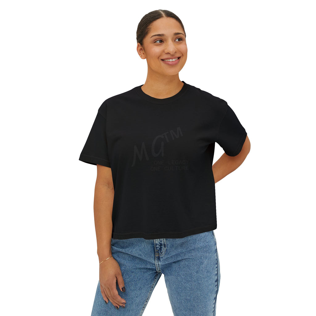 MG™ One Legacy One Culture Women's Boxy Tee — Minimal Logo Crop T‑Shirt