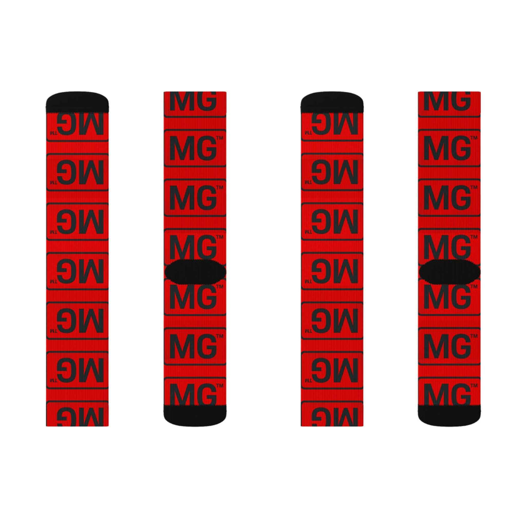 Red Monogram 'MG' Sublimation Socks – Bold Graphic Crew Socks