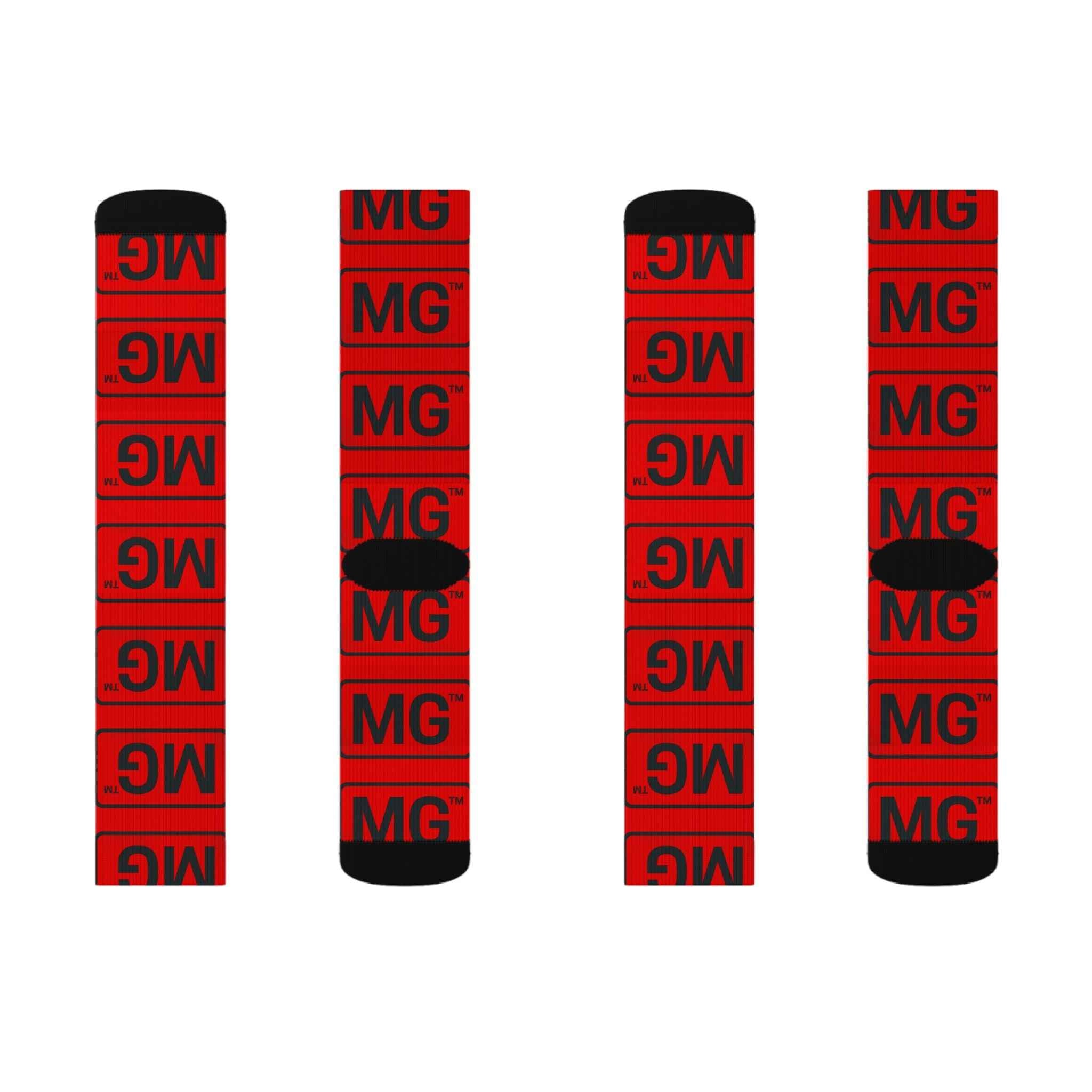 Red Monogram 'MG' Sublimation Socks – Bold Graphic Crew Socks