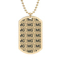 Gold 'MG' Monogram Dog Tag Necklace — Personalized Initials Military-Style Pendant