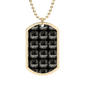 Gold Dog Tag Necklace — Black Paw Print Pattern ID Tag for Pet Lovers