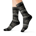 Millennia Floral Logo Socks — Black Sublimation Crew Socks