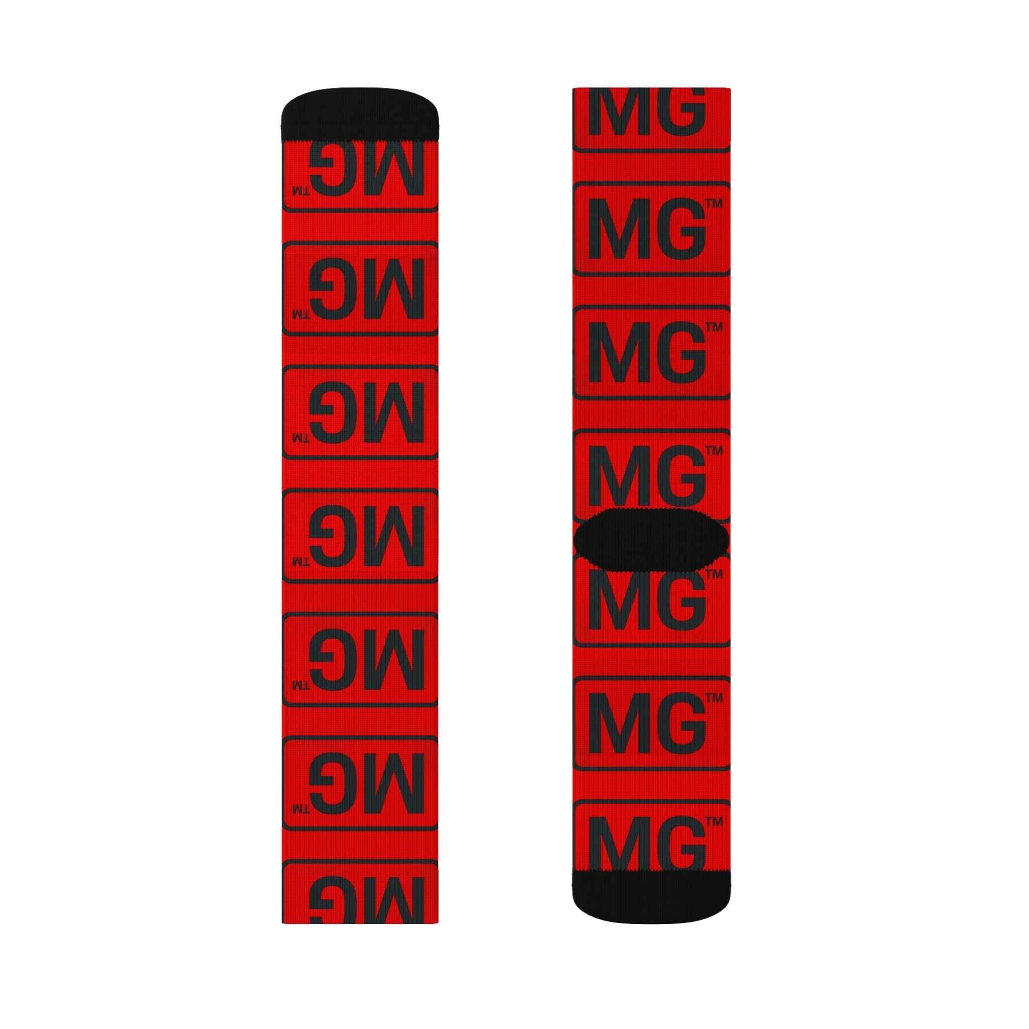 Red Monogram 'MG' Sublimation Socks – Bold Graphic Crew Socks