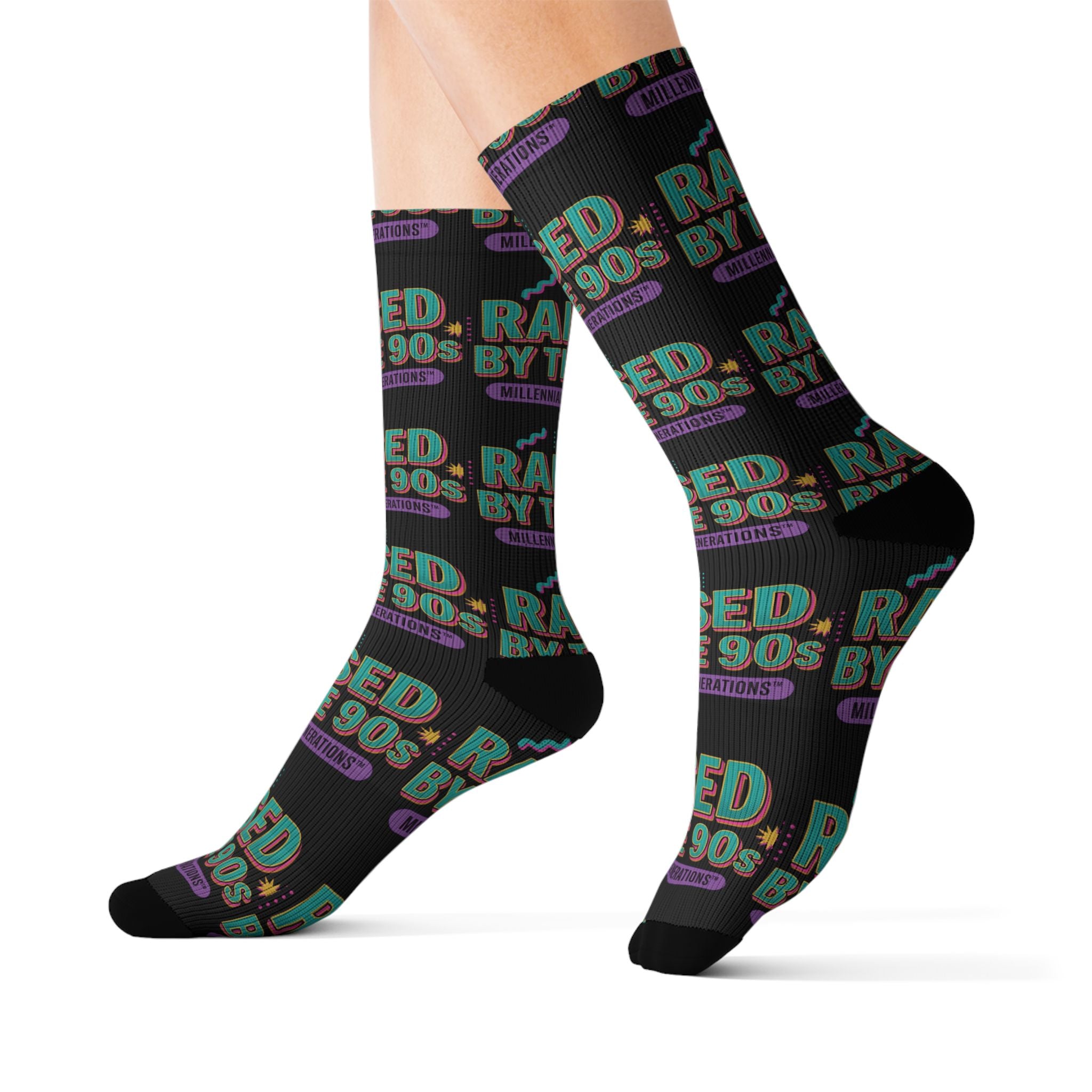 90s Retro 'Raised by the 90s' Sublimation Socks