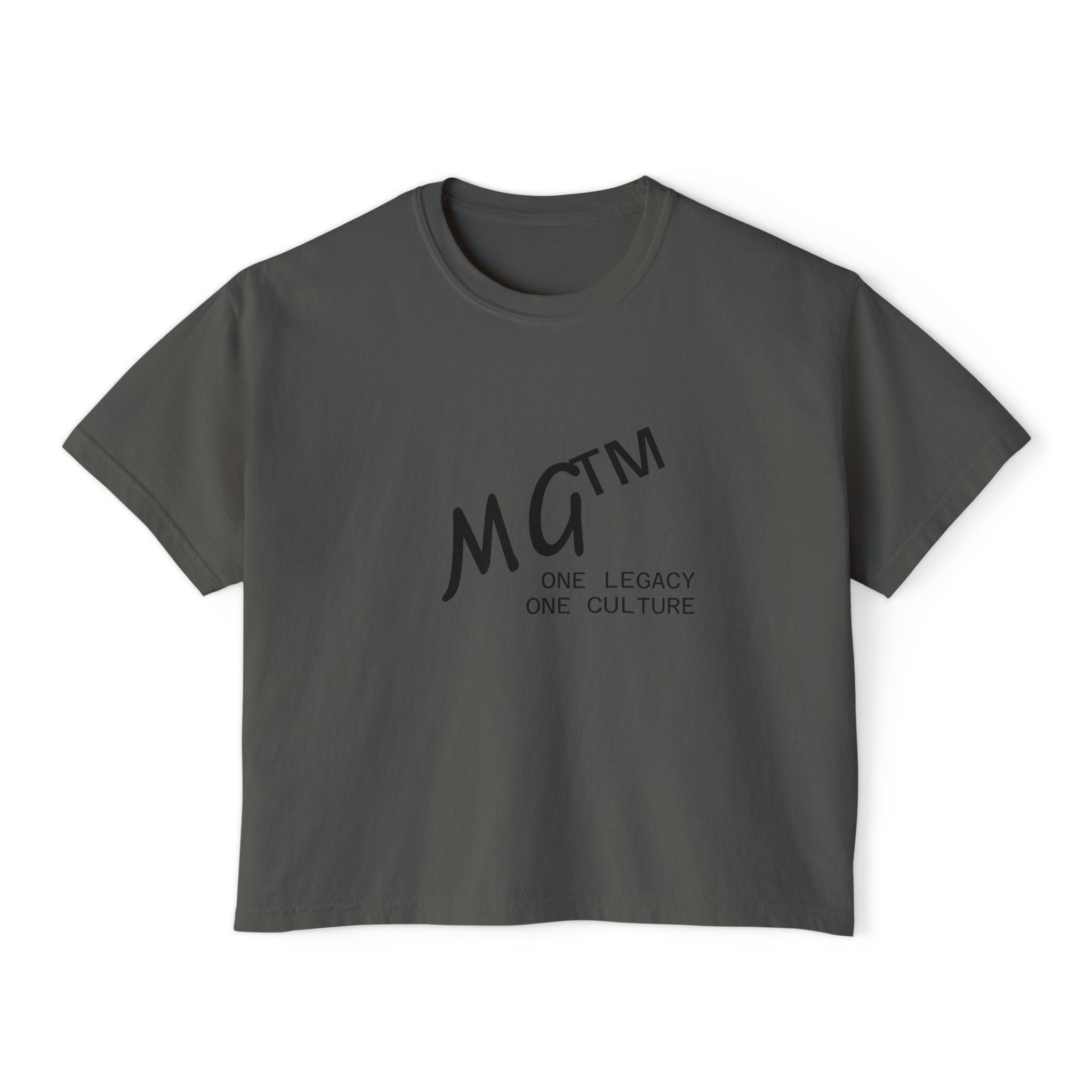 MG™ One Legacy One Culture Women's Boxy Tee — Minimal Logo Crop T‑Shirt