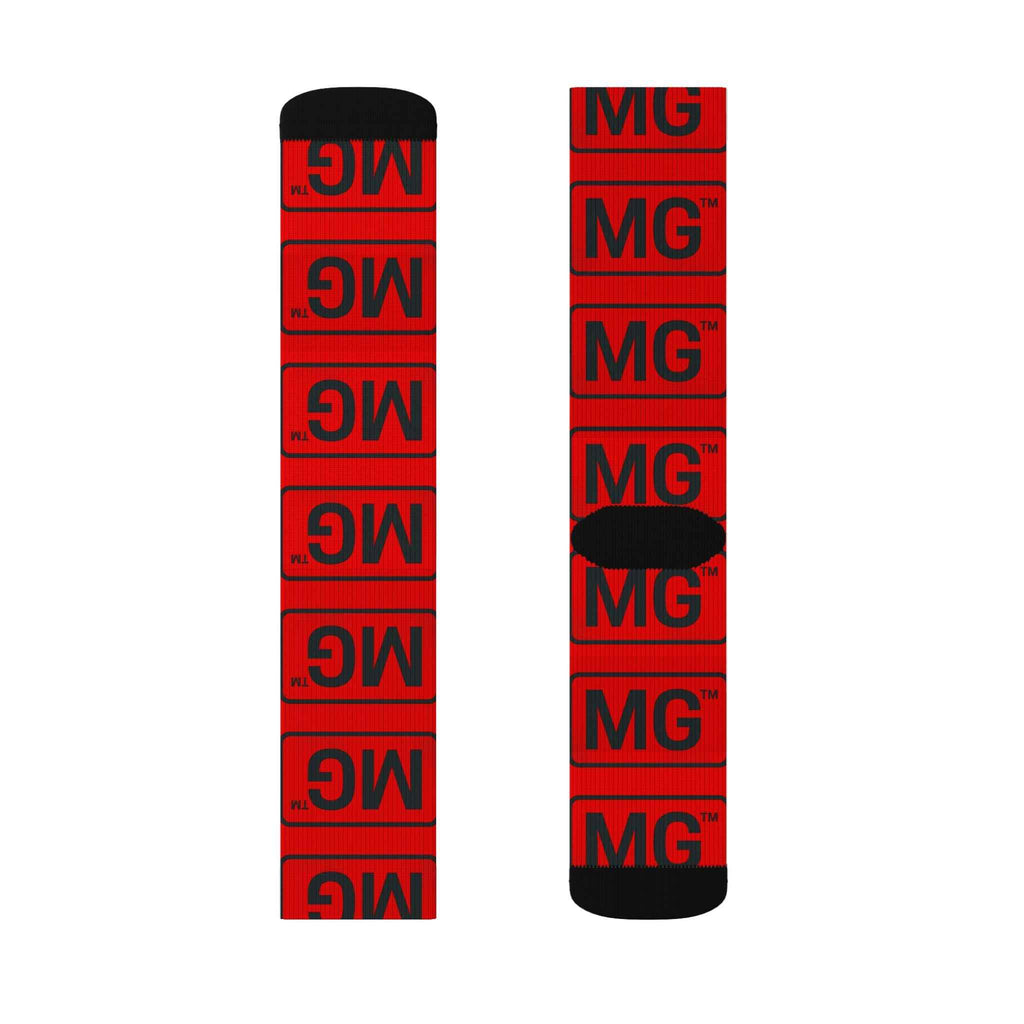 Red Monogram 'MG' Sublimation Socks – Bold Graphic Crew Socks